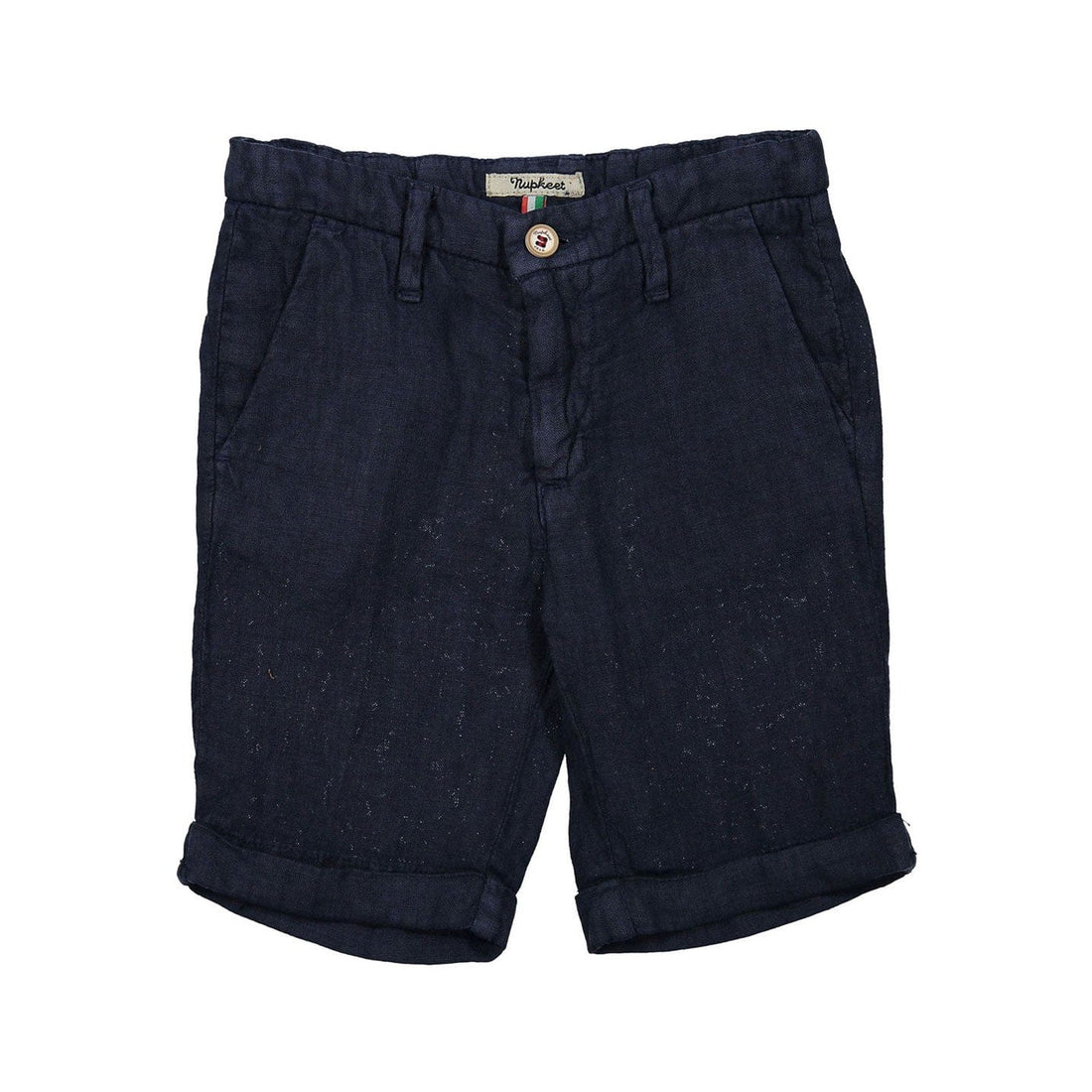 Nupkeet Shorts Nupkeet Navy Garment Dye Linen Woven Bermudas