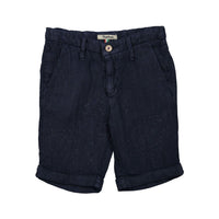 Nupkeet Shorts Nupkeet Navy Garment Dye Linen Woven Bermudas