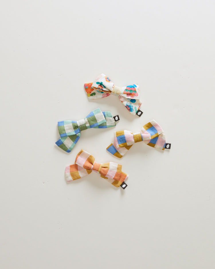 Oeuf accessories OS Oeuf Bow Clip - Papaya/Gingham