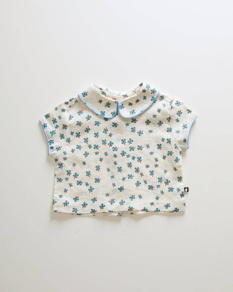 Oeuf blouses Oeuf Cap Sleeve Shirt - Gardenia/Clover Print