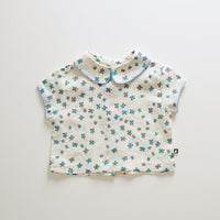 Oeuf blouses Oeuf Cap Sleeve Shirt - Gardenia/Clover Print