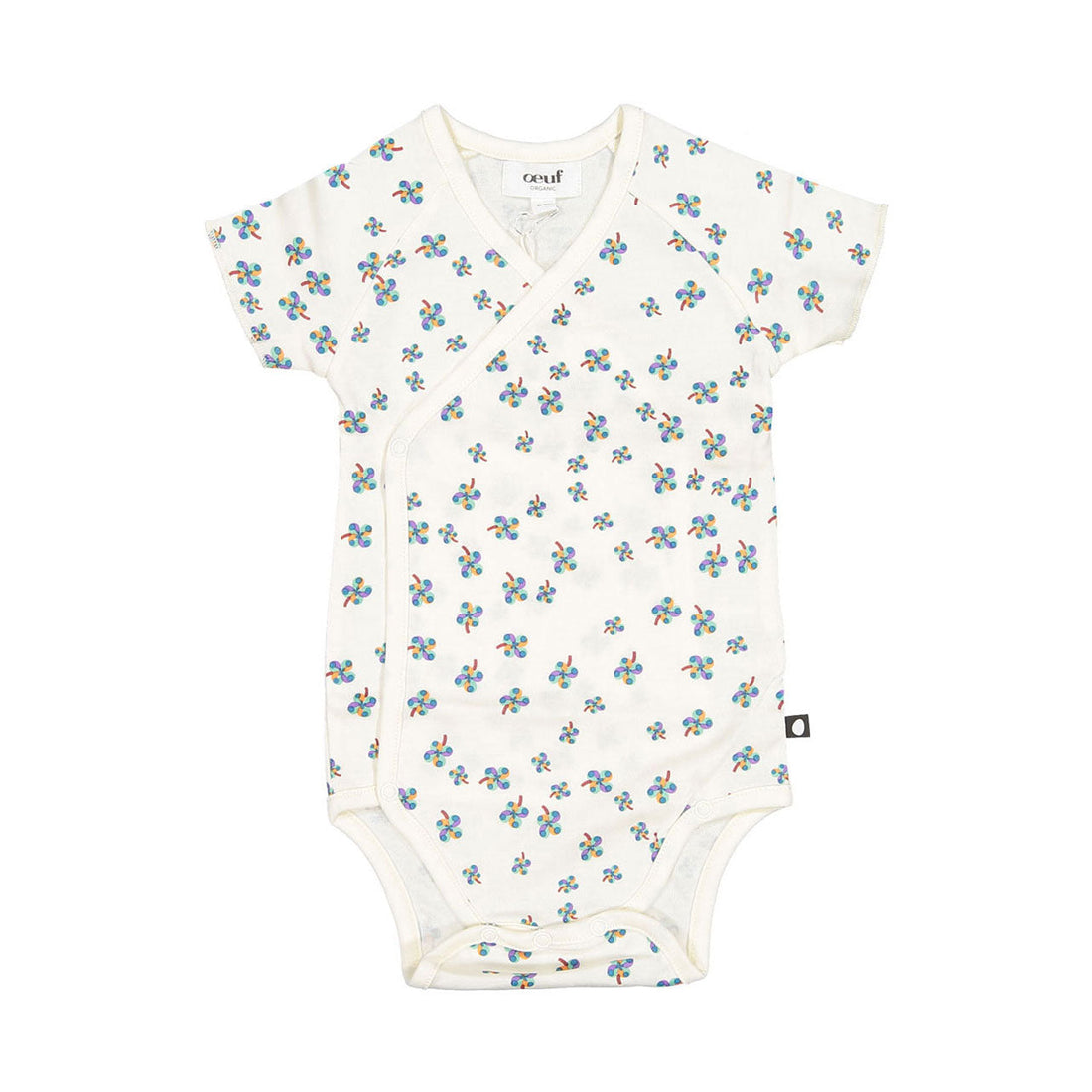 Oeuf bodysuits Oeuf Kimono Onesie - Gardenia/Clover Print