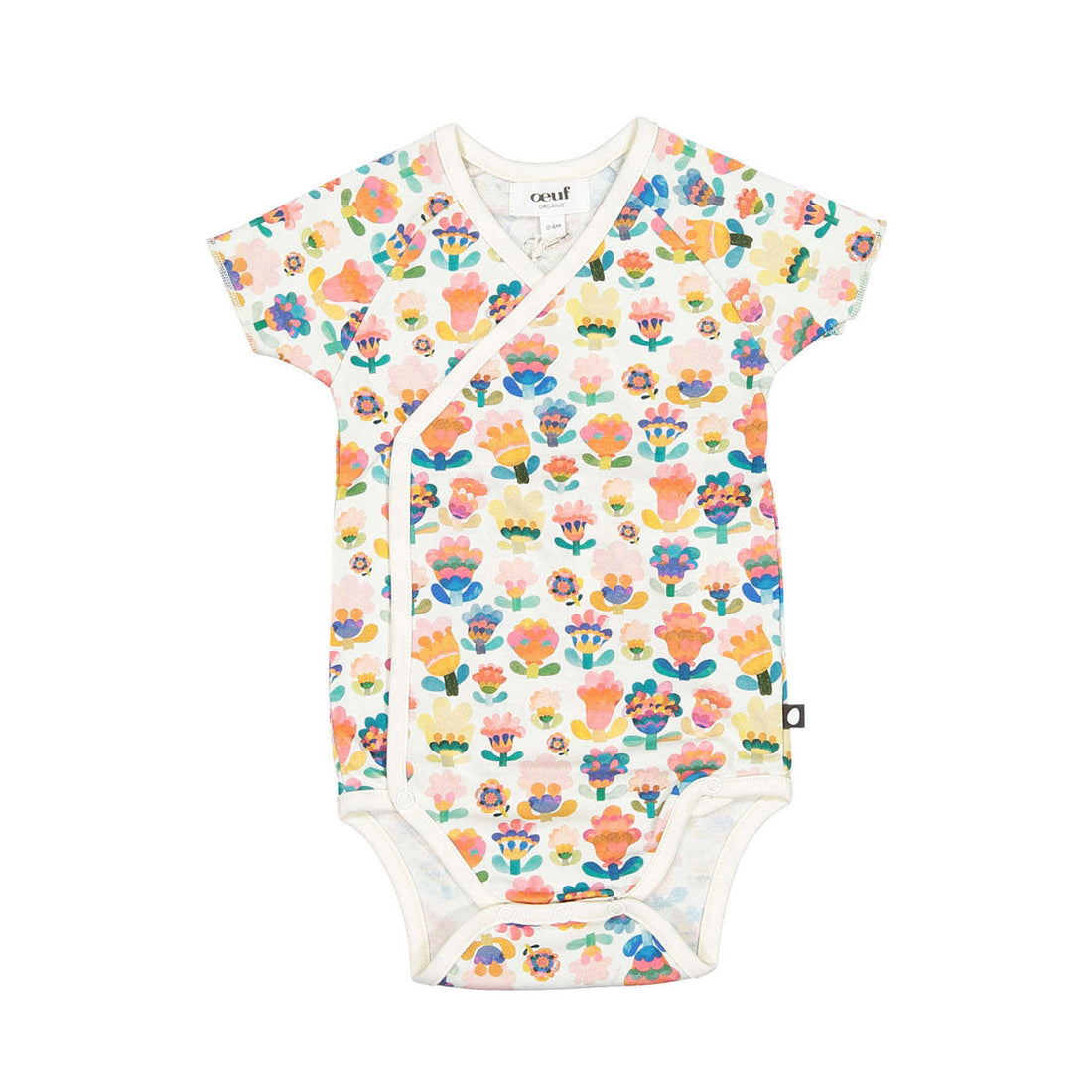Oeuf bodysuits Oeuf Kimono Onesie - Gardenia/Large Flower
