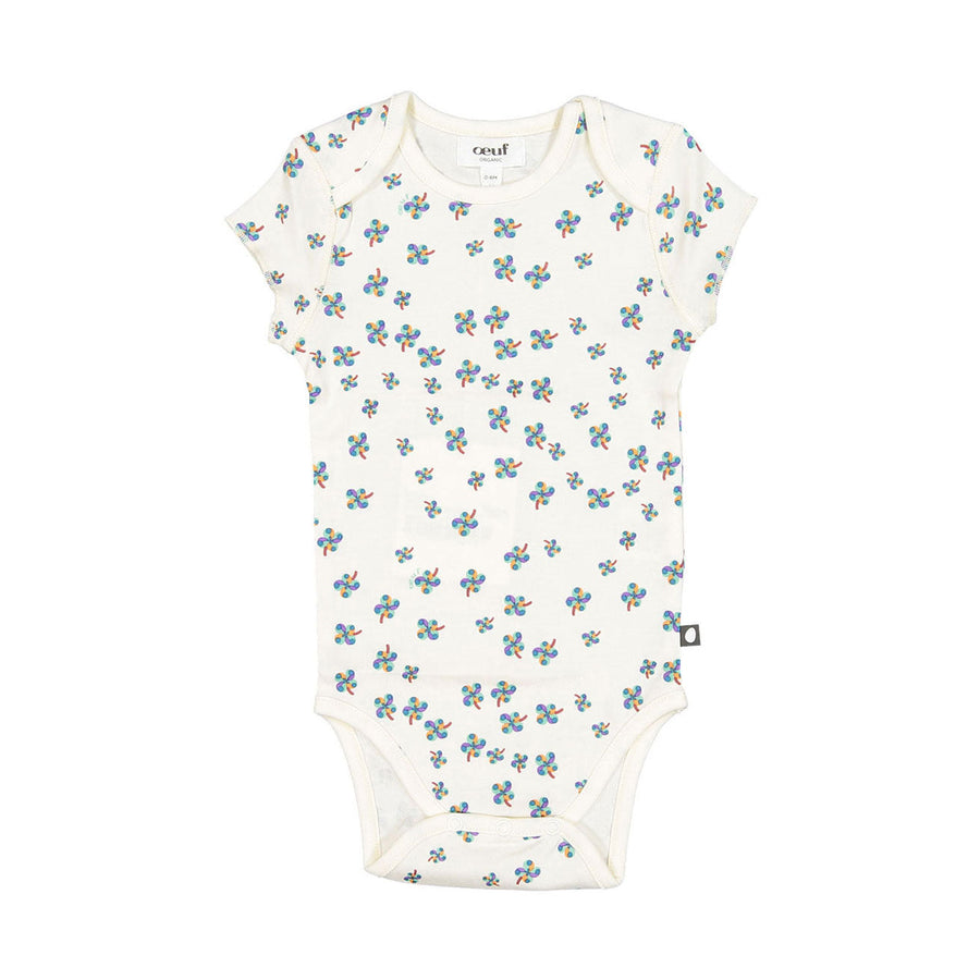 Oeuf bodysuits Oeuf Onesie - Gardenia/Clover Print