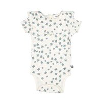Oeuf bodysuits Oeuf Ruffle Collar Onesie - Gardenia/Clover Print