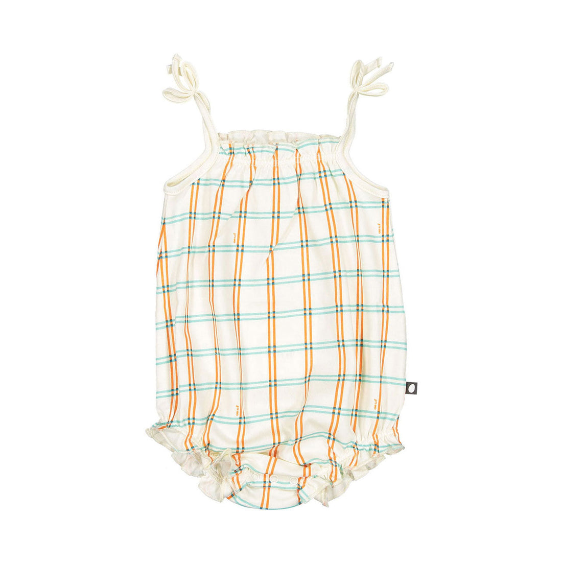 Oeuf bodysuits Oeuf Tie Strap Onesie - Gardenia/Check Print