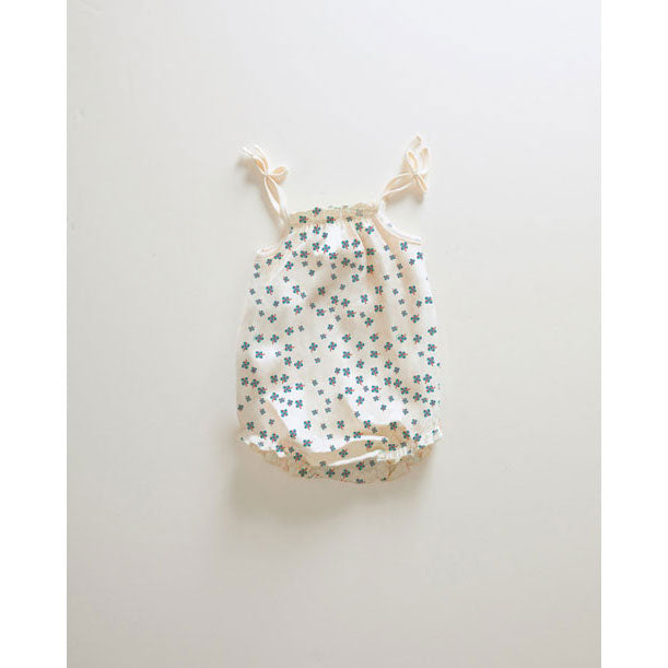 Oeuf bodysuits Oeuf Tie Strap Onesie - Gardenia/Clover Print
