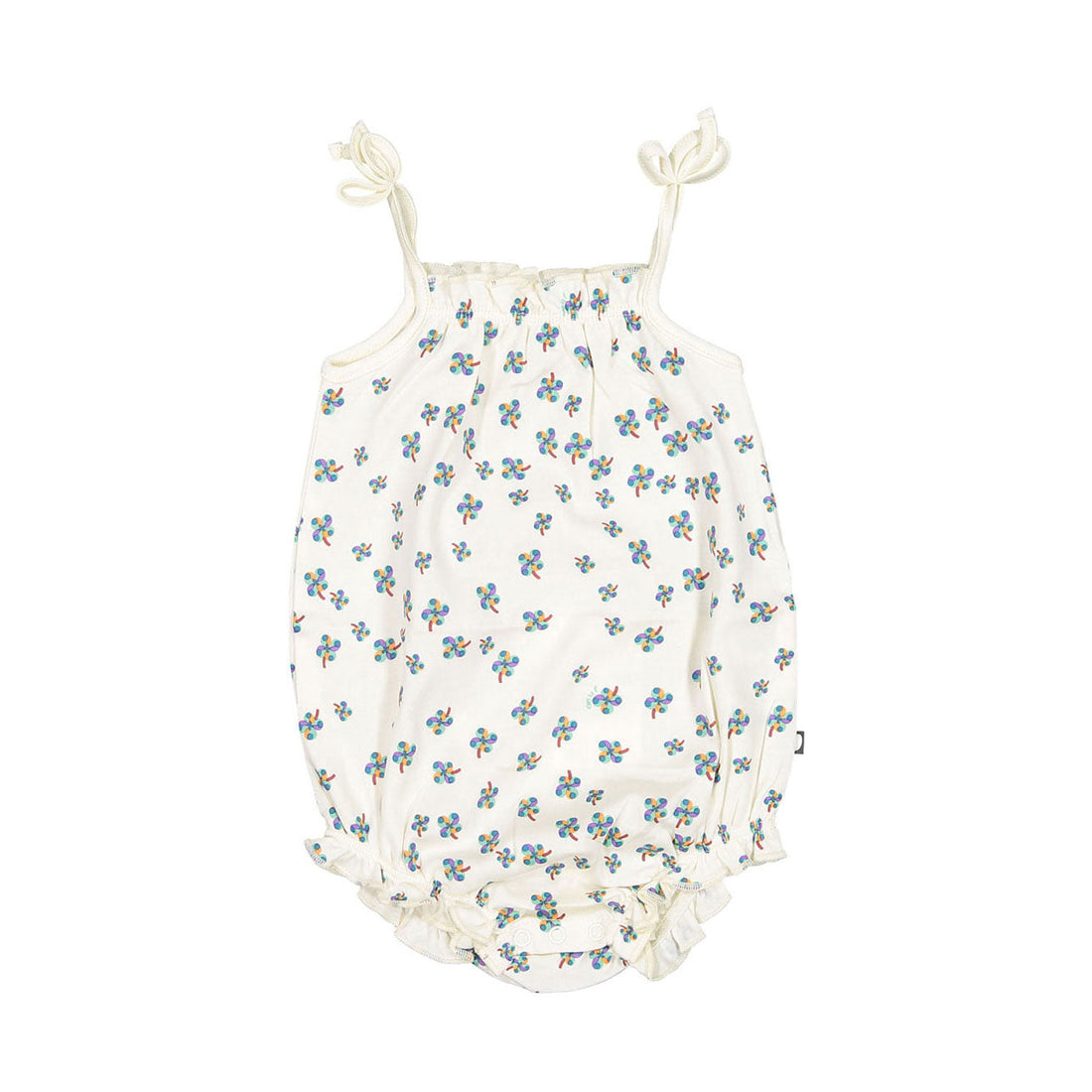 Oeuf bodysuits Oeuf Tie Strap Onesie - Gardenia/Clover Print