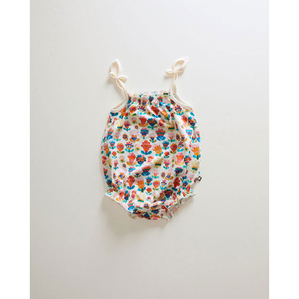 Oeuf bodysuits Oeuf Tie Strap Onesie - Gardenia/Large Flower