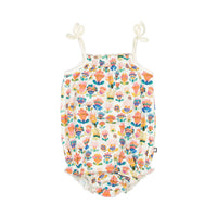 Oeuf bodysuits Oeuf Tie Strap Onesie - Gardenia/Large Flower