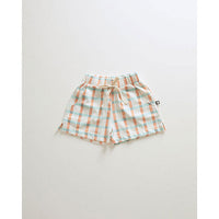 Oeuf bottoms Oeuf Play Shorts - Gardenia/Check Print Jersey