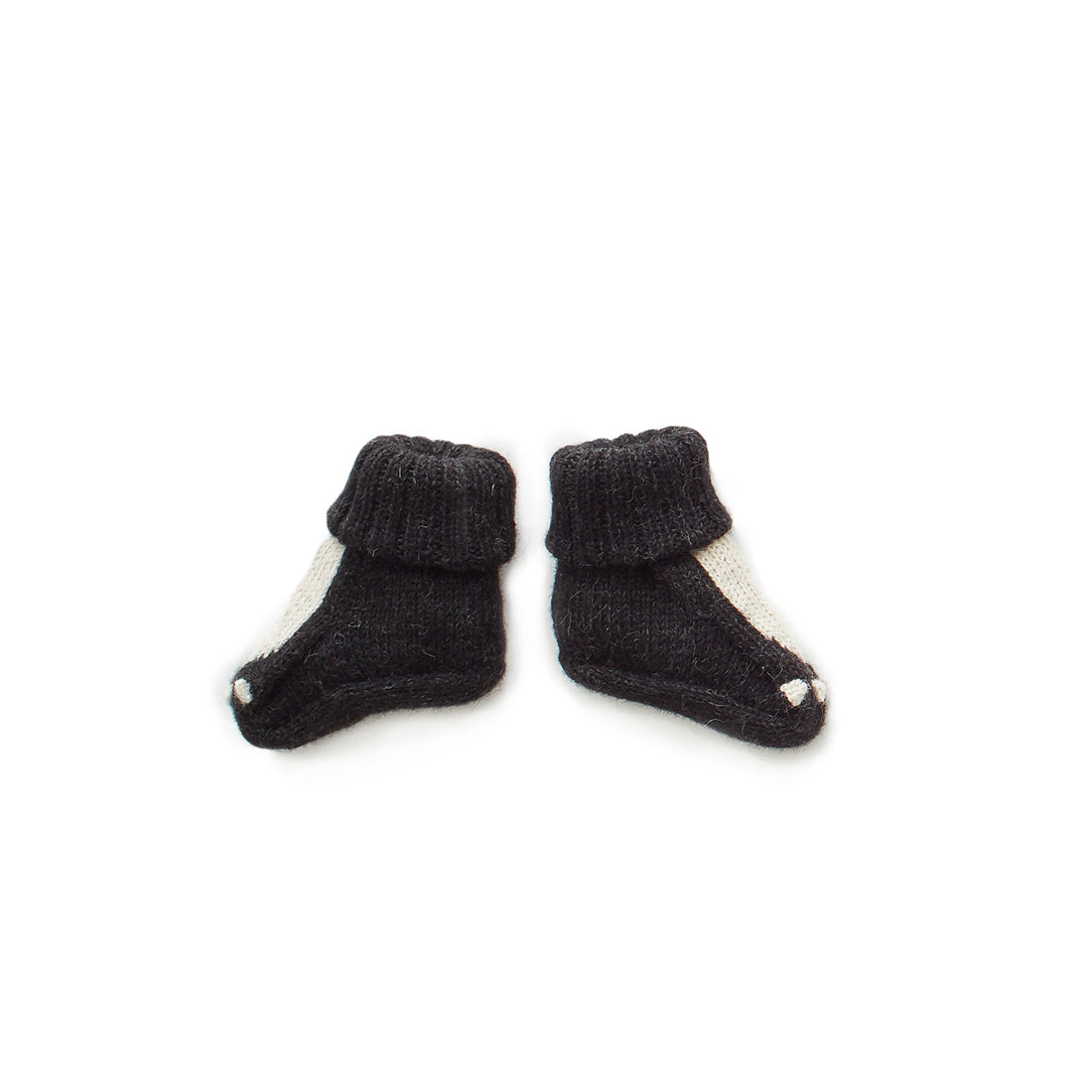 Oeuf Skunk Booties-Black/Skunk