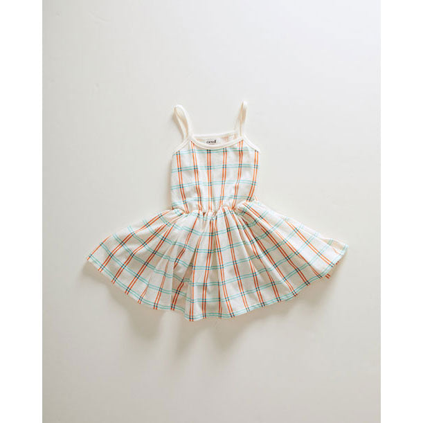 Oeuf dresses Oeuf Baby Flouncy Dress - Gardenia/Check Jersey