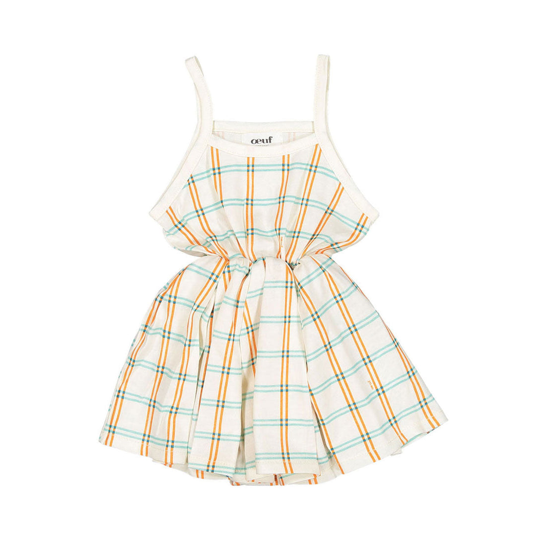 Oeuf dresses Oeuf Baby Flouncy Dress - Gardenia/Check Jersey