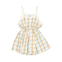 Oeuf dresses Oeuf Baby Flouncy Dress - Gardenia/Check Jersey