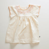 Oeuf dresses Oeuf Crs Stitch Dress - Gardenia/Fuschia
