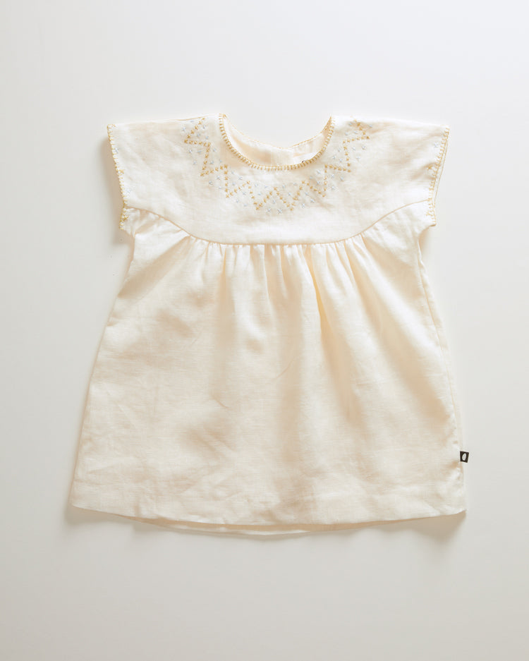 Oeuf dresses Oeuf Crs Stitch Dress - Gardenia/Hemp
