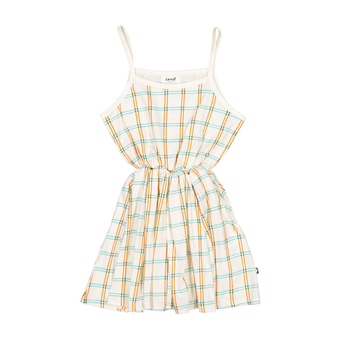 Oeuf dresses Oeuf Kids Flouncy Dress - Gardenia/Check Jersey