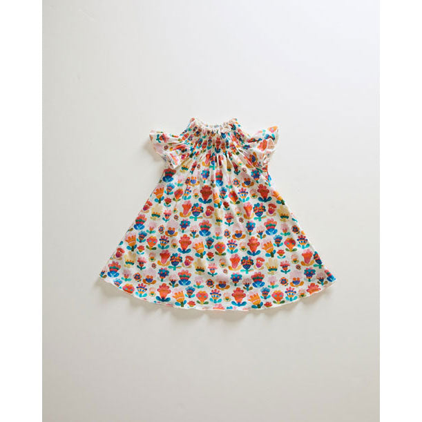 Oeuf Peasant Dress - Gardenia/Large Flower – Ladida