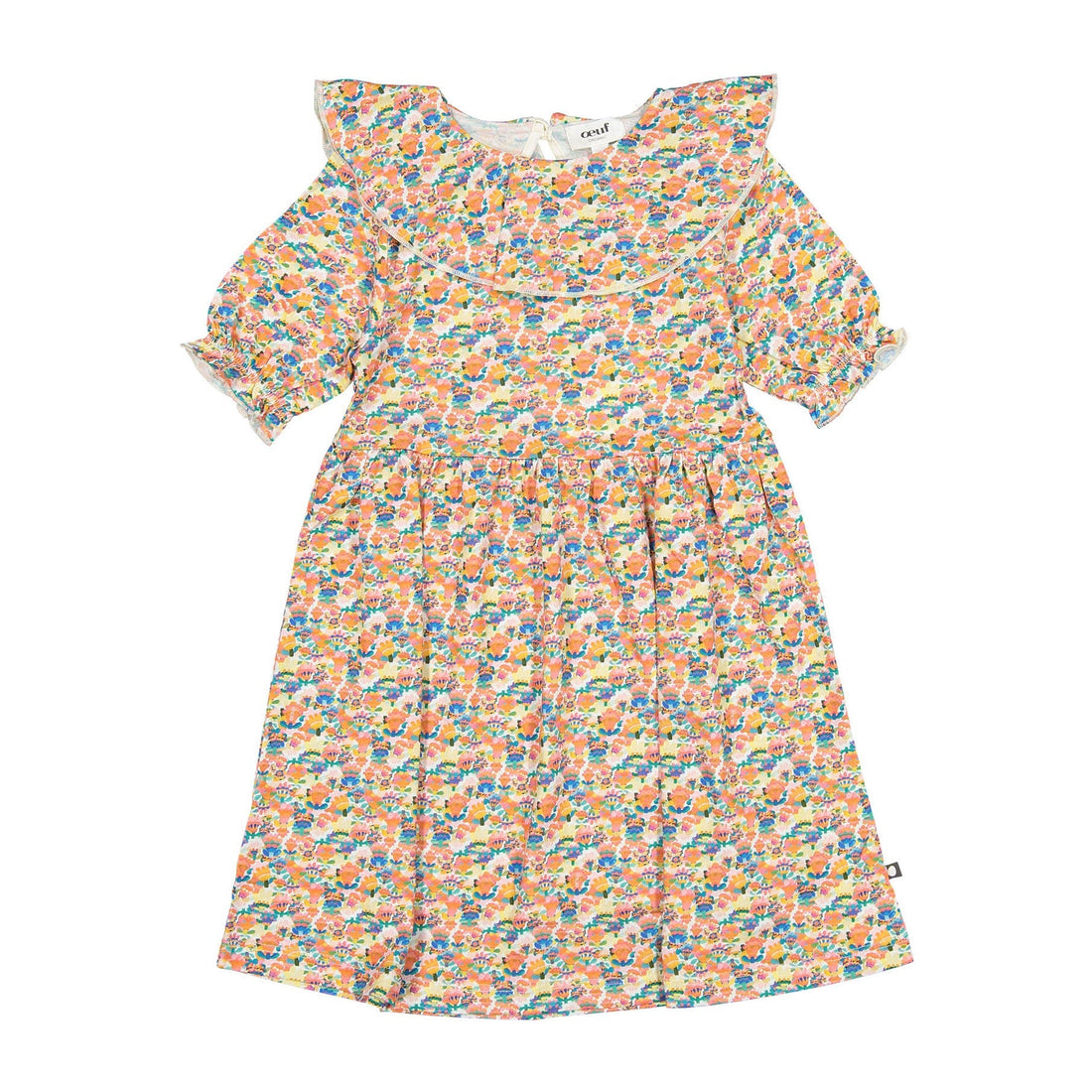 Oeuf dresses Oeuf Ruffle Collar Dress - Gardenia/Intense Flower