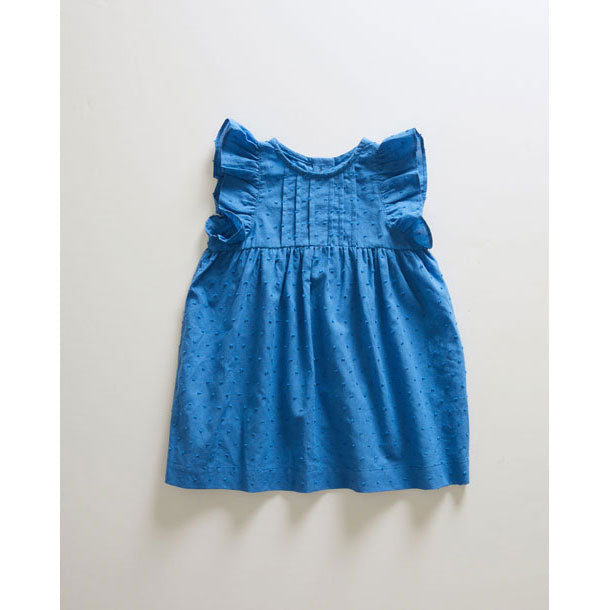 Oeuf dresses Oeuf Swiss Dots Ruffle Dress - Bluebell/Swiss dots