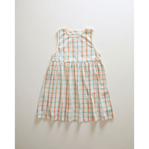 Oeuf dresses Oeuf Tank Dress - Gardenia/Check Print Jersey