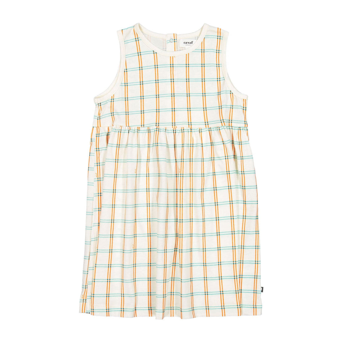 Oeuf dresses Oeuf Tank Dress - Gardenia/Check Print Jersey