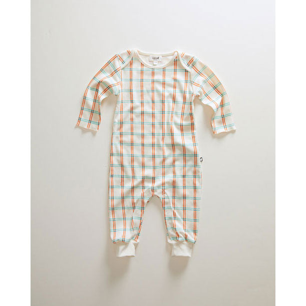 Oeuf footies Oeuf Jumper - Gardenia/Check Print