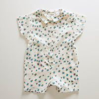 Oeuf rompers Oeuf Button Down Romper - Gardenia/Clover Print