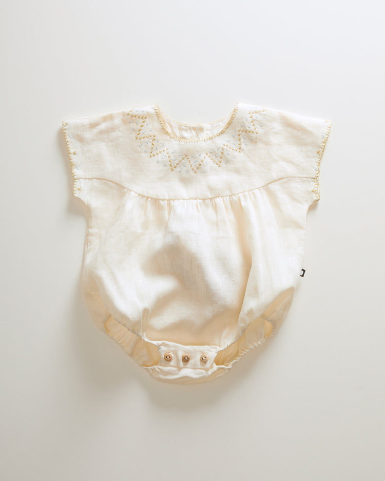 Oeuf rompers Oeuf Crs Stitch Romper - Gardenia/Hemp