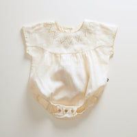Oeuf rompers Oeuf Crs Stitch Romper - Gardenia/Hemp