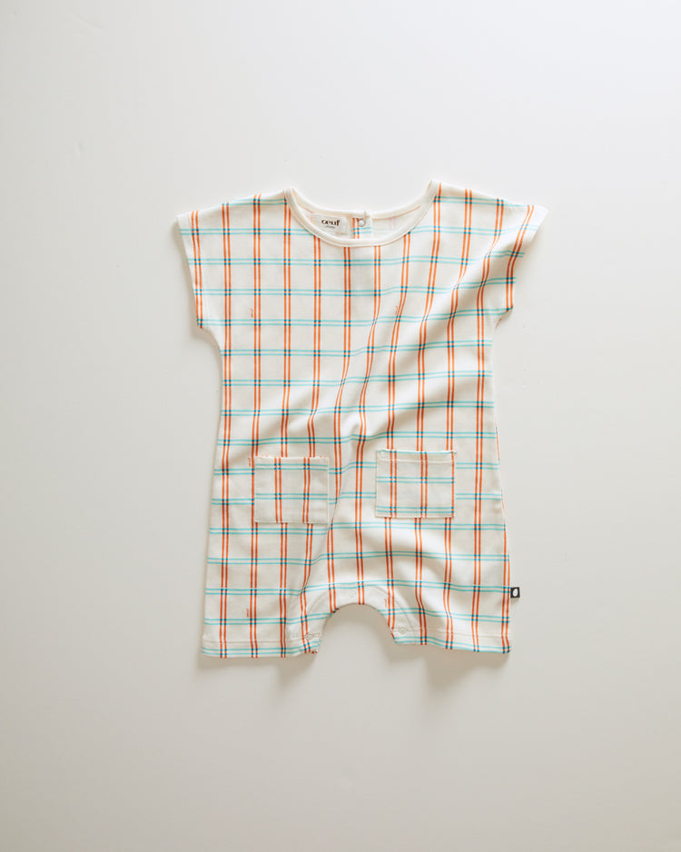Oeuf rompers Oeuf Square Romper - Gardenia/Check Print