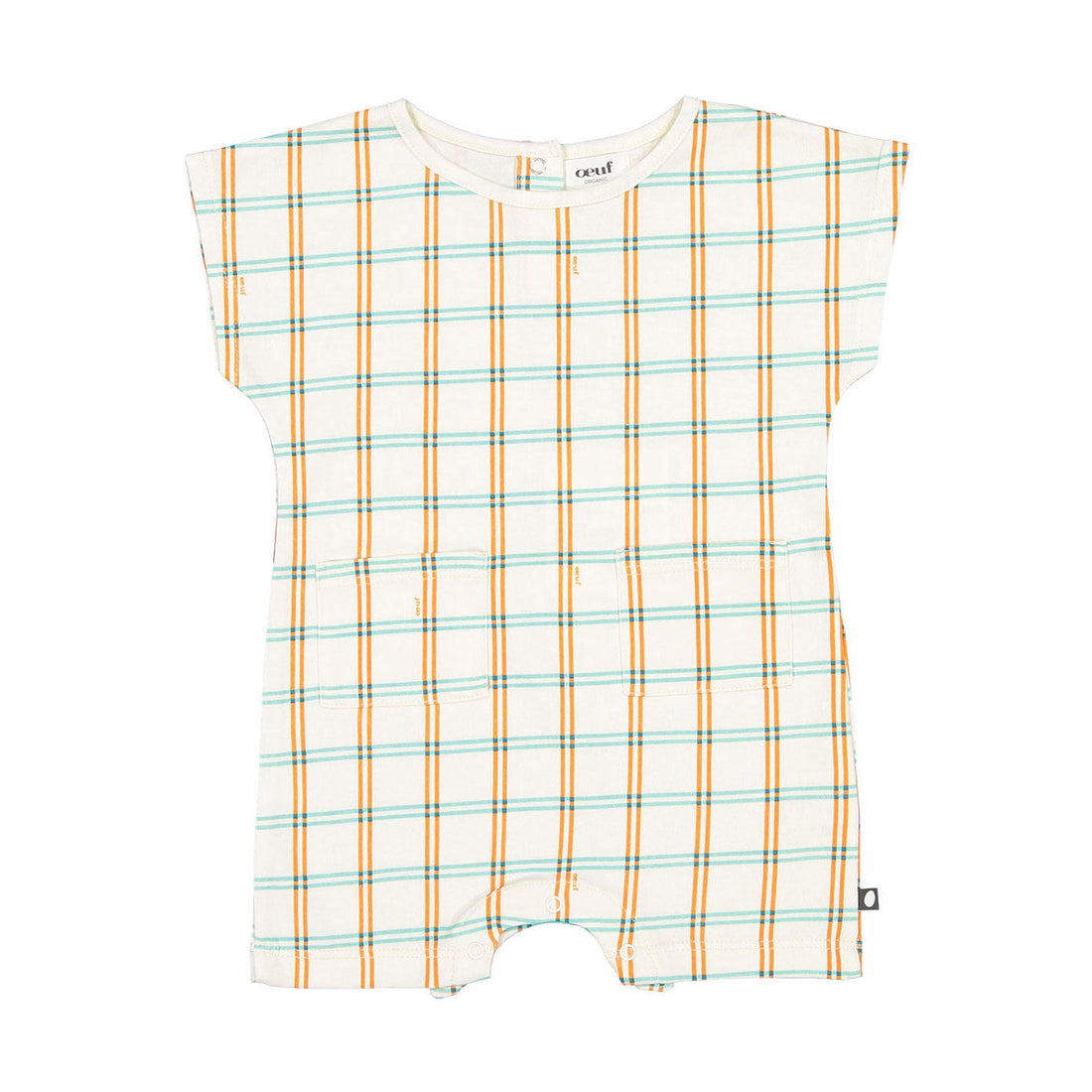 Oeuf rompers Oeuf Square Romper - Gardenia/Check Print