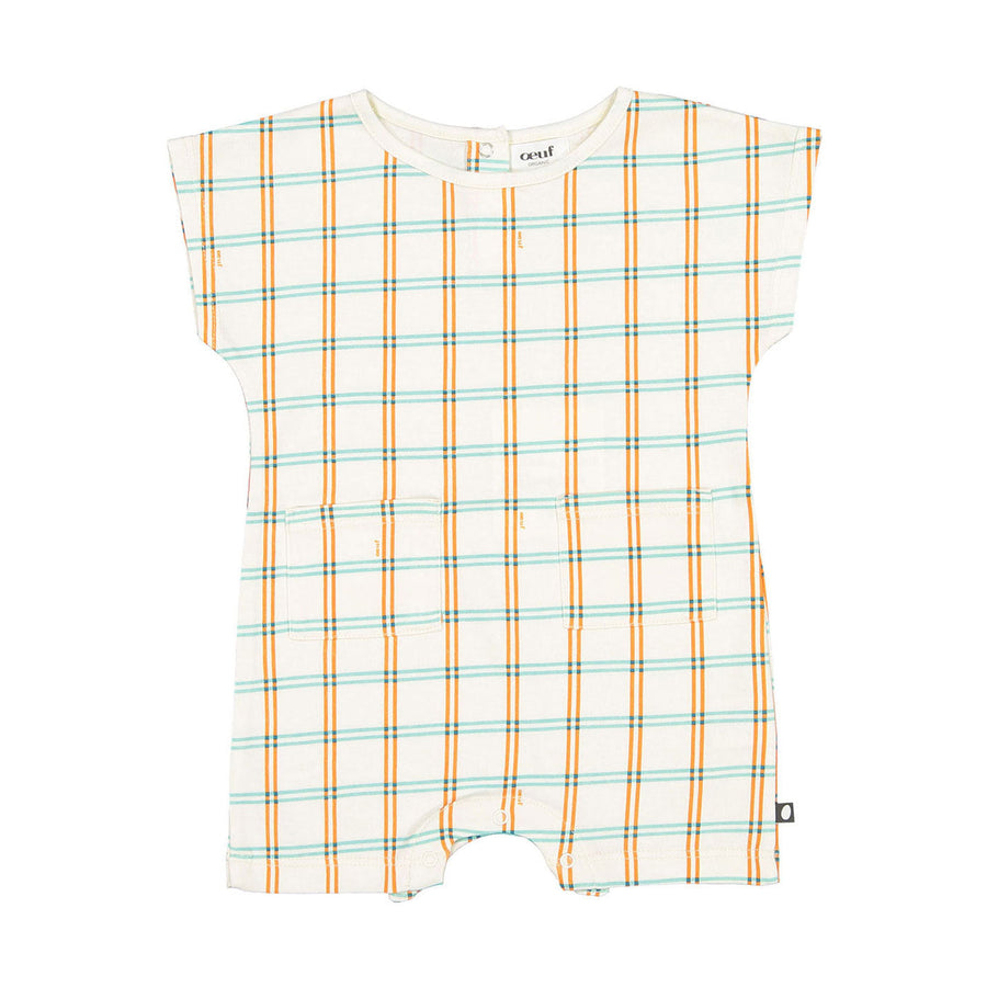 Oeuf rompers Oeuf Square Romper - Gardenia/Check Print