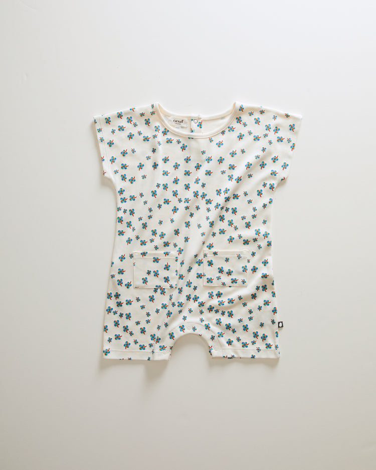 Oeuf rompers Oeuf Square Romper - Gardenia/Clover Print