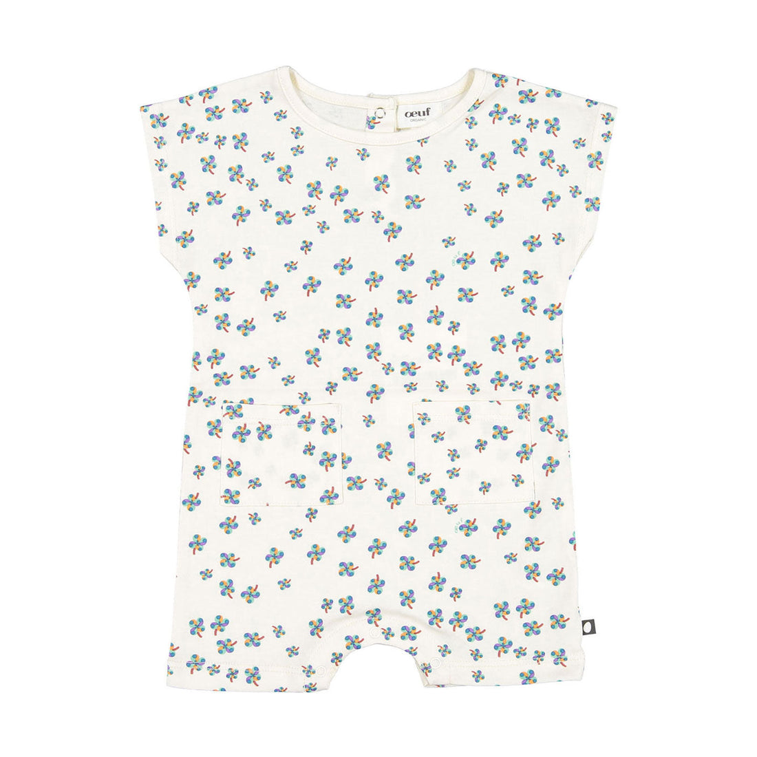 Oeuf rompers Oeuf Square Romper - Gardenia/Clover Print