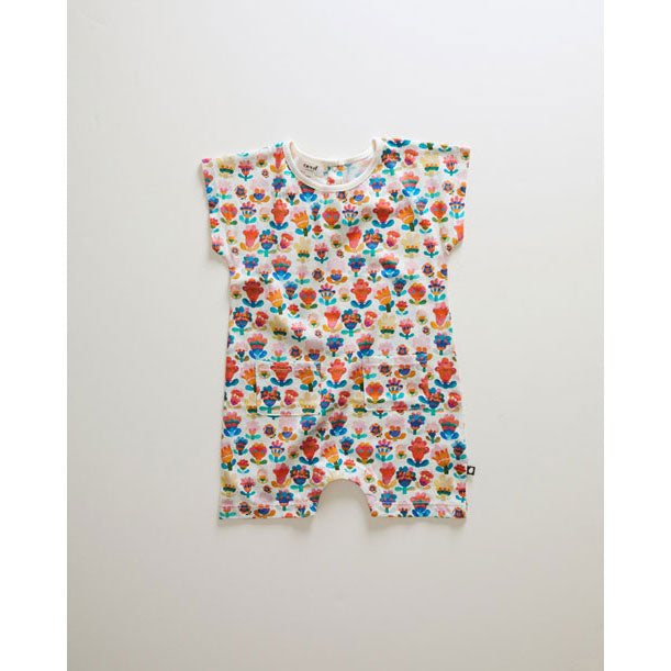 Oeuf rompers Oeuf Square Romper - Gardenia/Large Flower