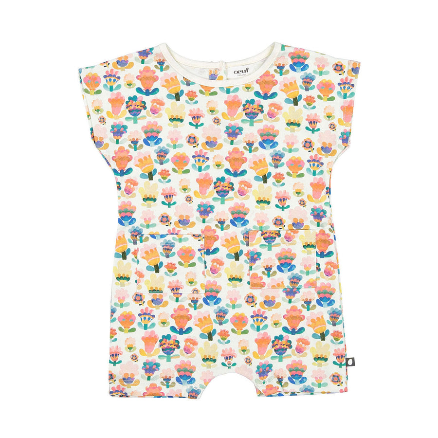 Oeuf rompers Oeuf Square Romper - Gardenia/Large Flower