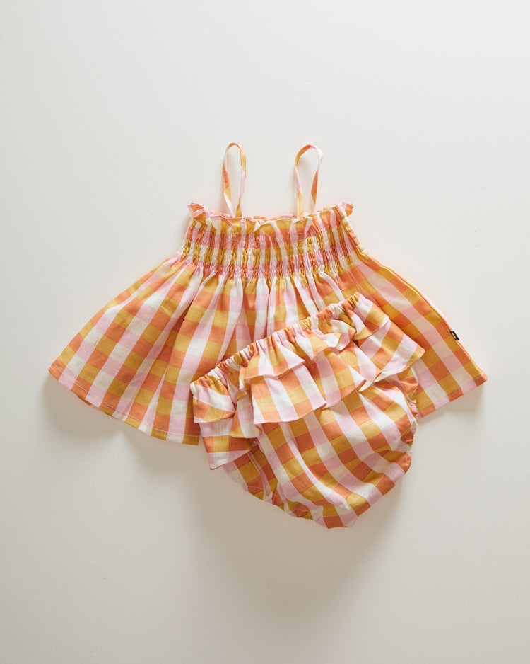 Oeuf sets Oeuf Baby Smocked Set - Papaya/Gingham