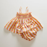 Oeuf sets Oeuf Baby Smocked Set - Papaya/Gingham