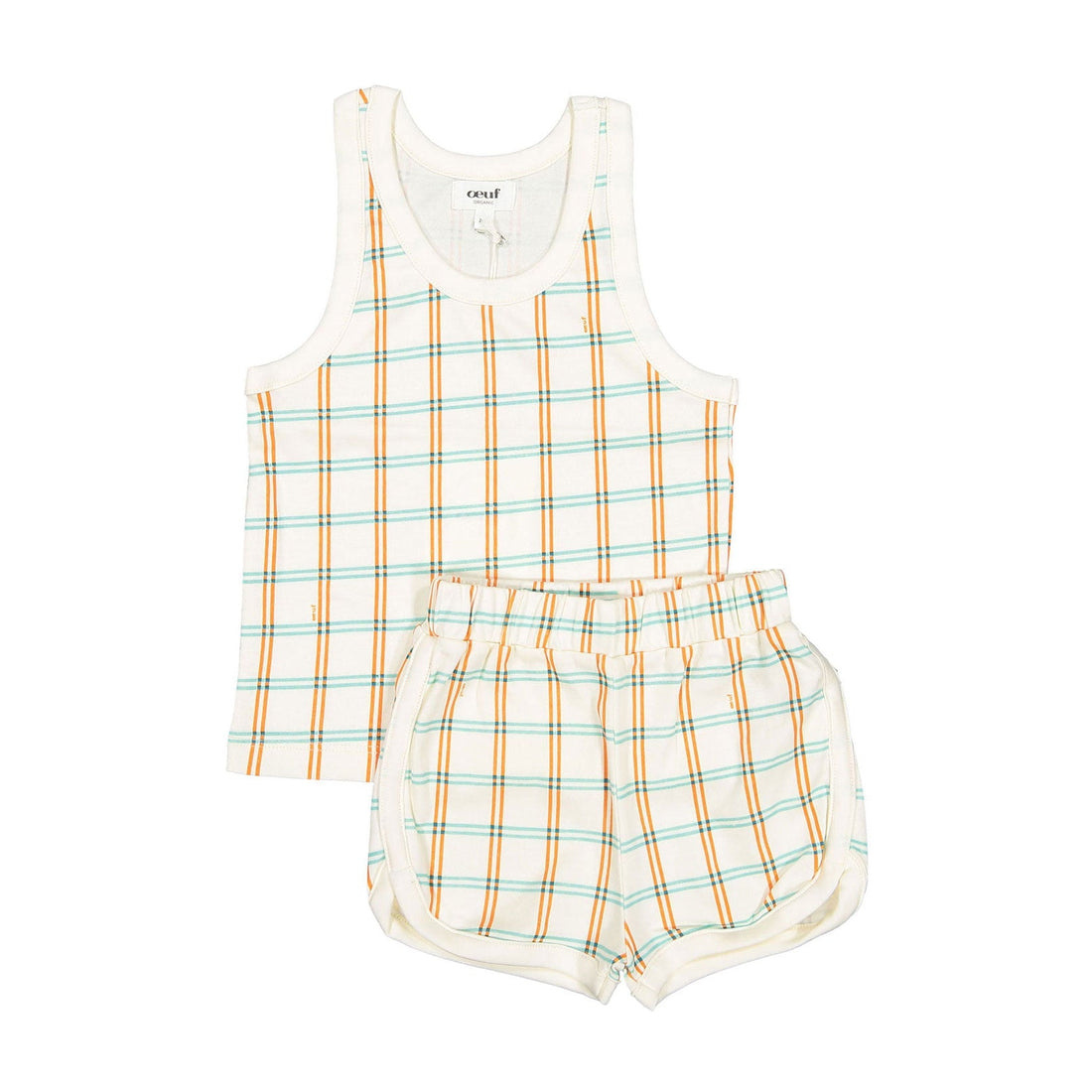 Oeuf sets Oeuf Tank Top+Shorts Set - Gardenia/Check Print