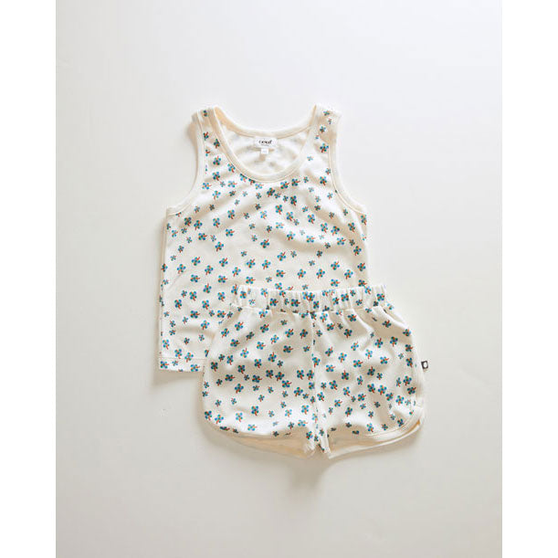 Oeuf sets Oeuf Tank Top+Shorts Set - Gardenia/Clover Print