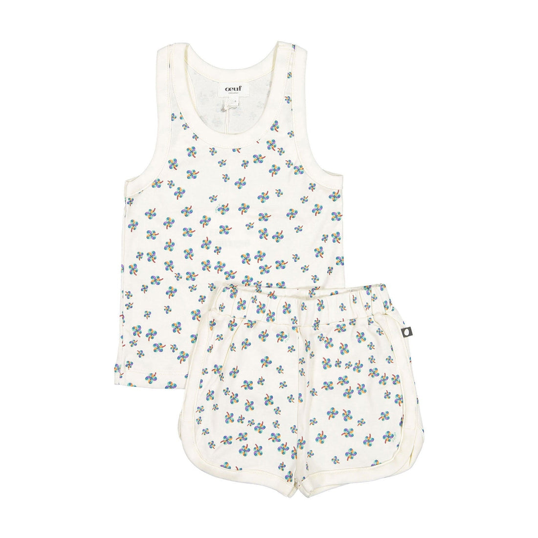 Oeuf sets Oeuf Tank Top+Shorts Set - Gardenia/Clover Print