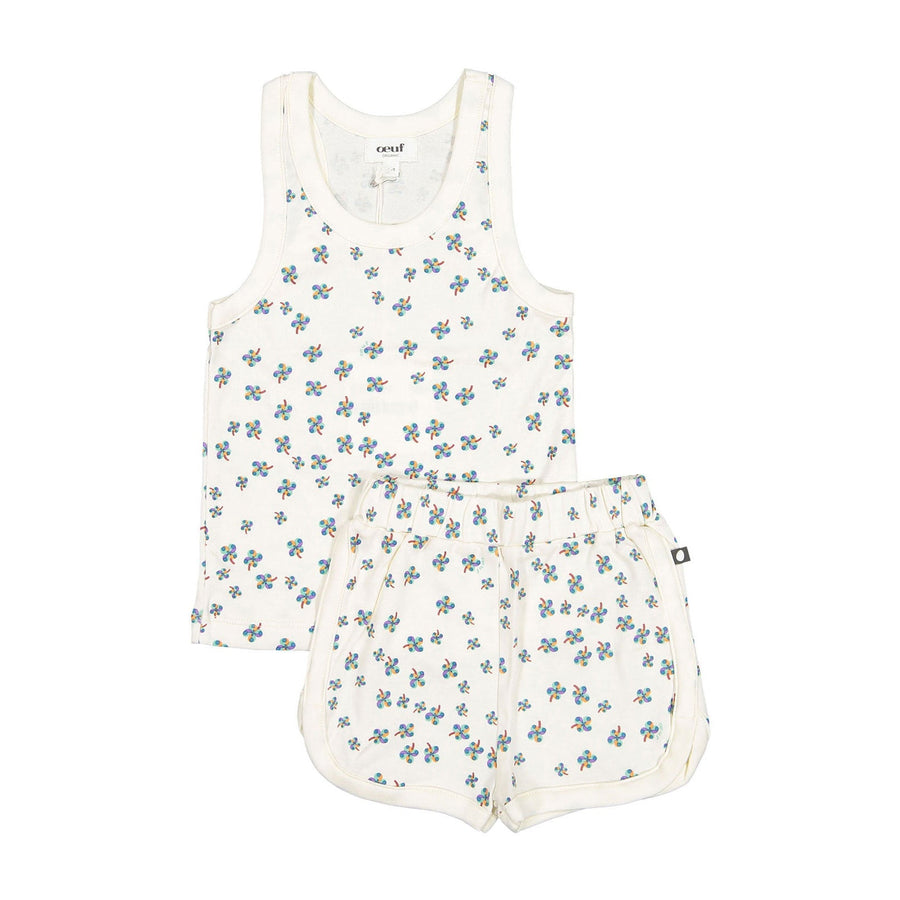 Oeuf sets Oeuf Tank Top+Shorts Set - Gardenia/Clover Print