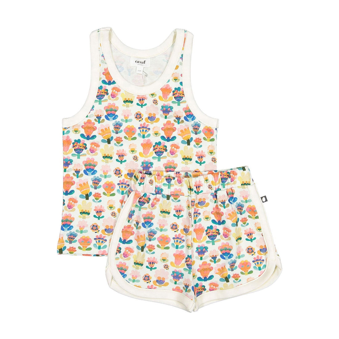 Oeuf sets Oeuf Tank Top+Shorts Set - Gardenia/Large Flower