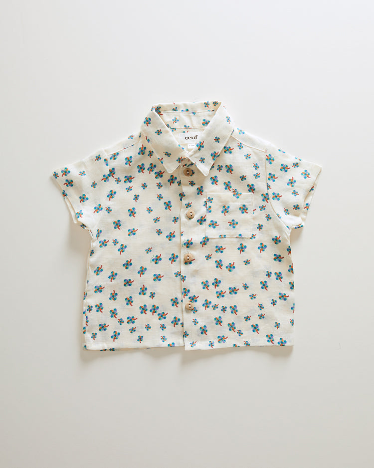 Oeuf shirts Oeuf Button Down Shirt - Gardenia/Clover Print
