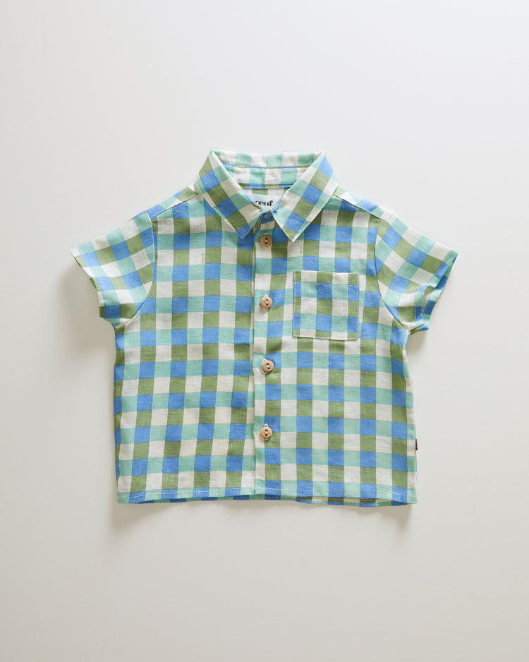 Oeuf shirts Oeuf Button Down Shirt - Moss/Gingham