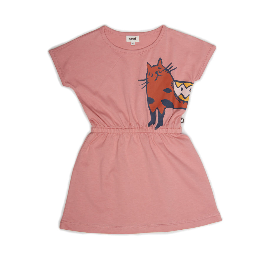 Oeuf Rose Cat Jersey Dress - Ladida
