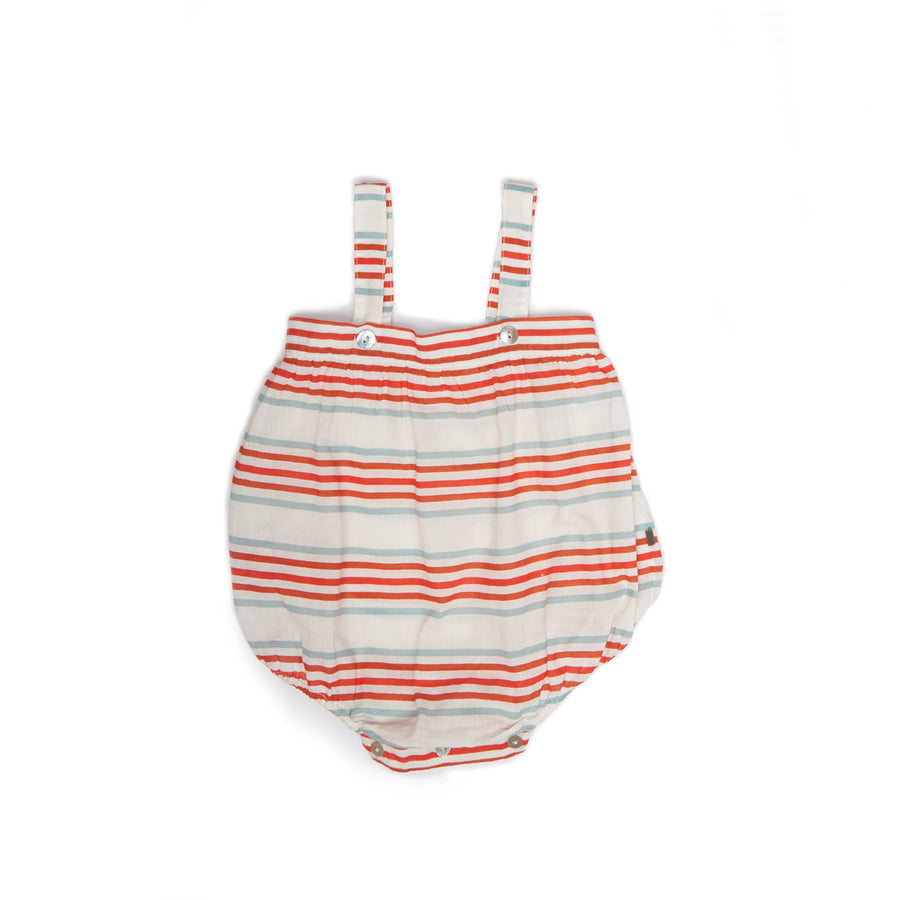 Oeuf Multi Stripes Button Neck Romper - Ladida