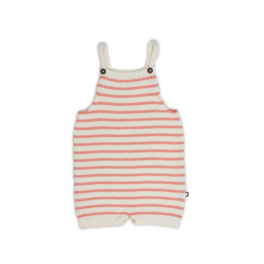 Oeuf Cream/Peach Stripes Knit Romper - Ladida